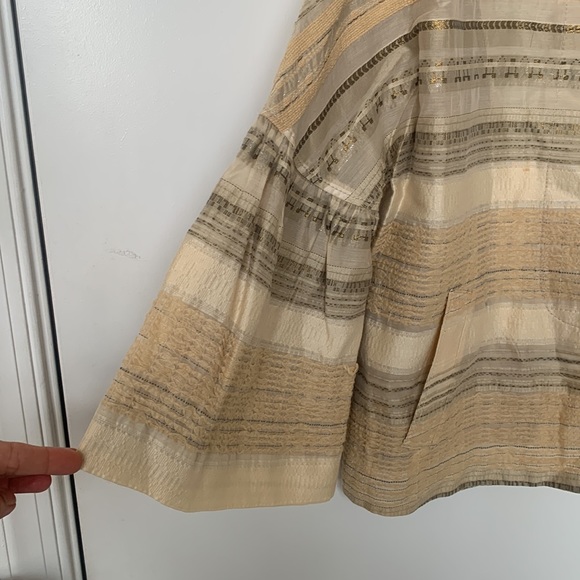 PIAZZA SEMPIONE Vintage Textured White, Beige, Gray, Gold Jacket - Size Medium - Picture 5 of 16
